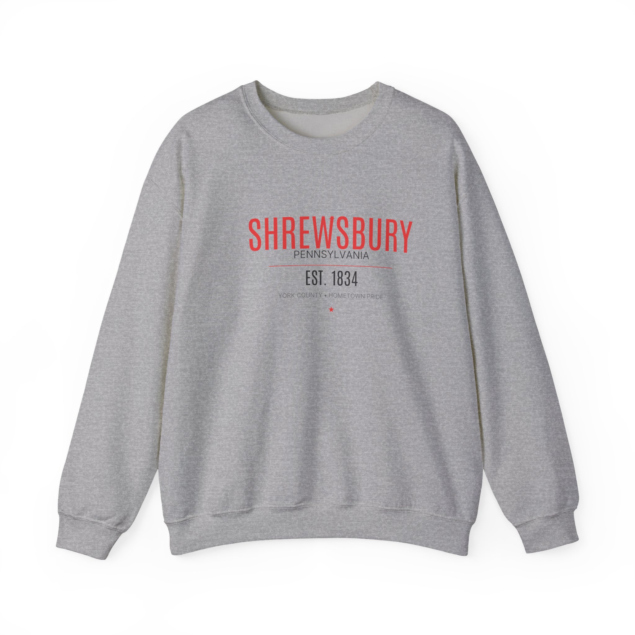 Shrewsbury PA Sweatshirt – Bold Red (Est. 1834) - Image 2