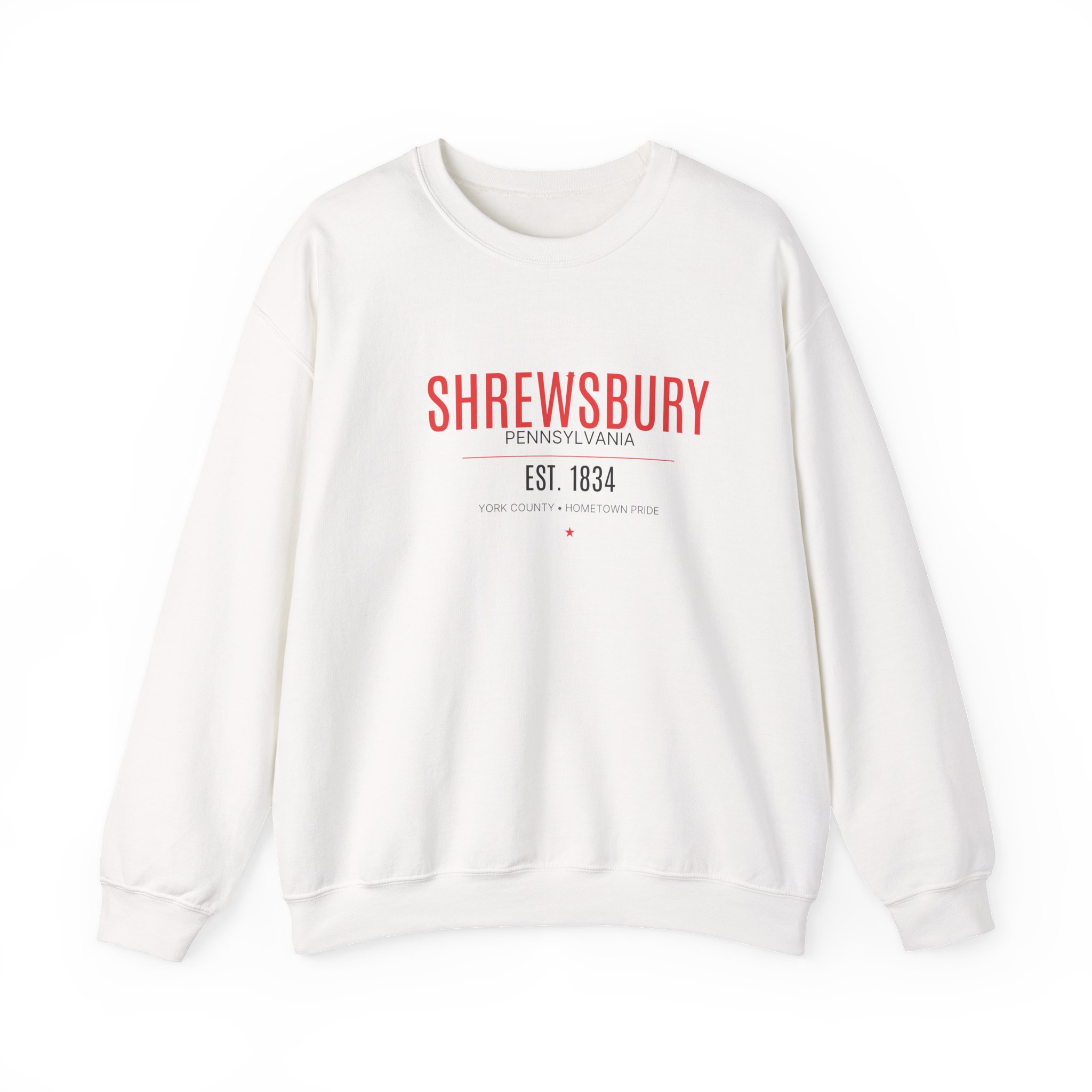 Shrewsbury PA Sweatshirt – Bold Red (Est. 1834)